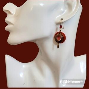 SILVER FOREST Layered Circles Prism Nebula Dangle Hook Earrings